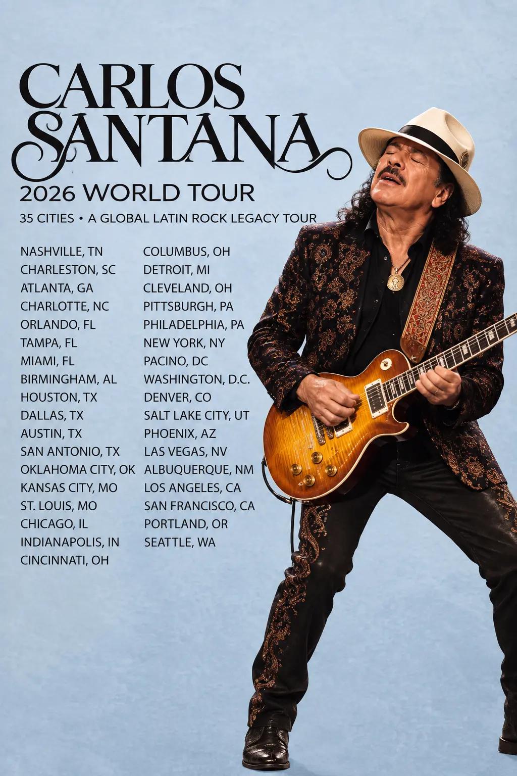 BREAKING NEWS: CARLOS SANTANA’S 2026 LIVE RUN BRINGS THE GUITAR LEGEND BACK TO STAGES ACROSS NORTH A