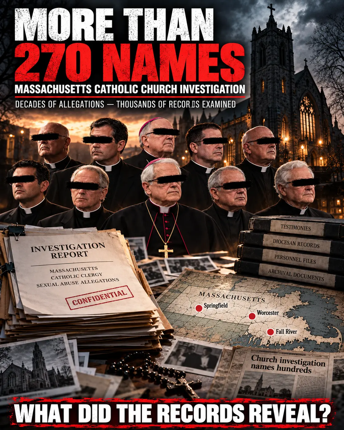 🚨 “MORE THAN 270 NAMES…” — MASSACHUSETTS REPORT IDENTIFIES CATHOLIC CLERGY LINKED TO DECADES OF CHI