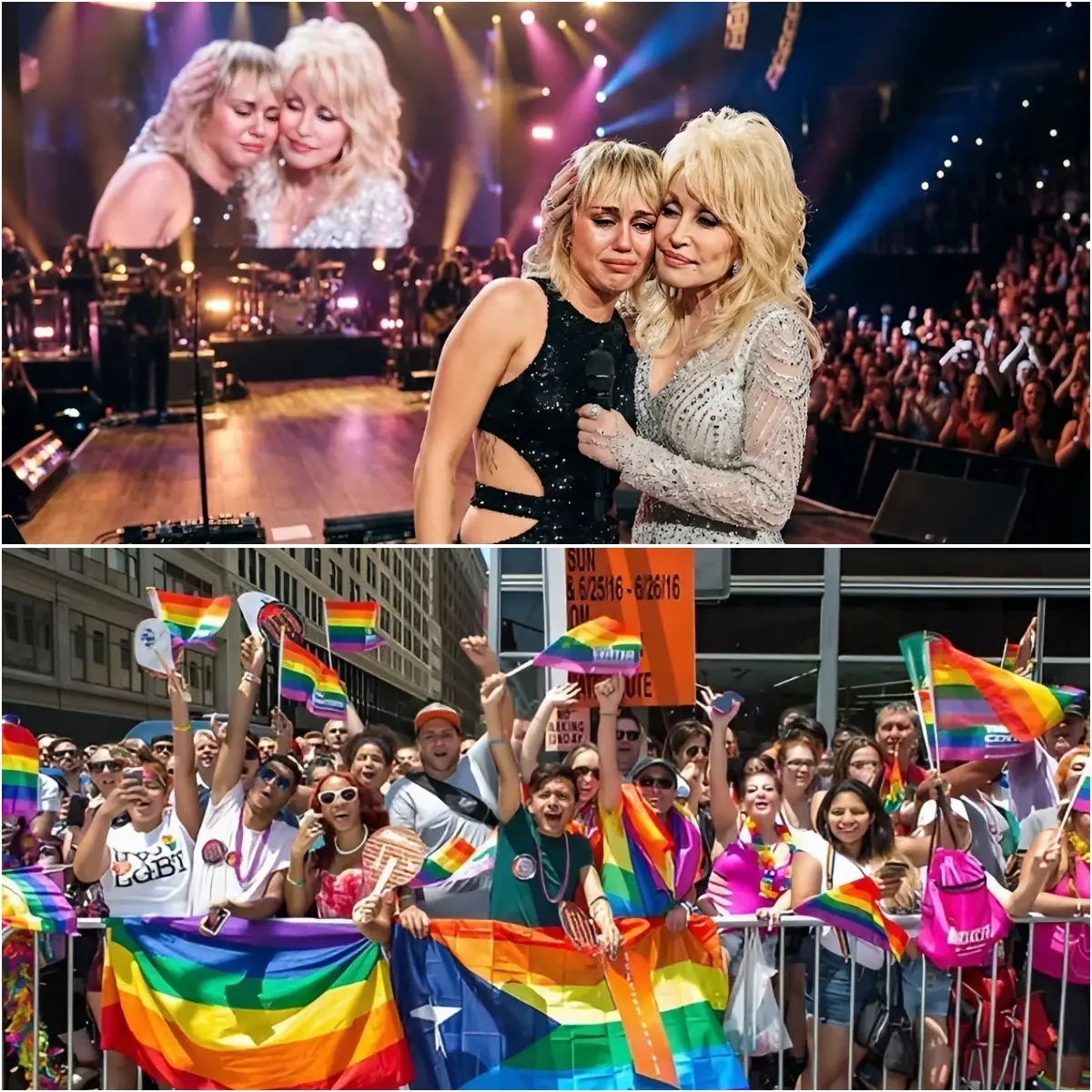 Miley Cyrus during her tribute to Dolly Parton