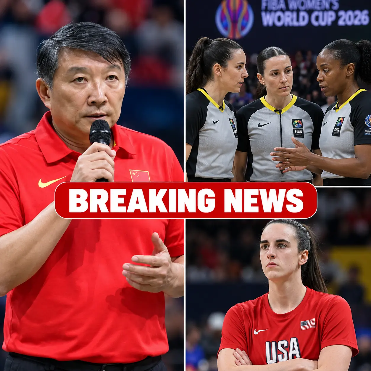 🚨🏀 FIBA ERUPTS: CHINA COACH GONG LUMING BLASTS THE OFFICIATING AFTER THE USA GAME — BUT CAITLIN CL