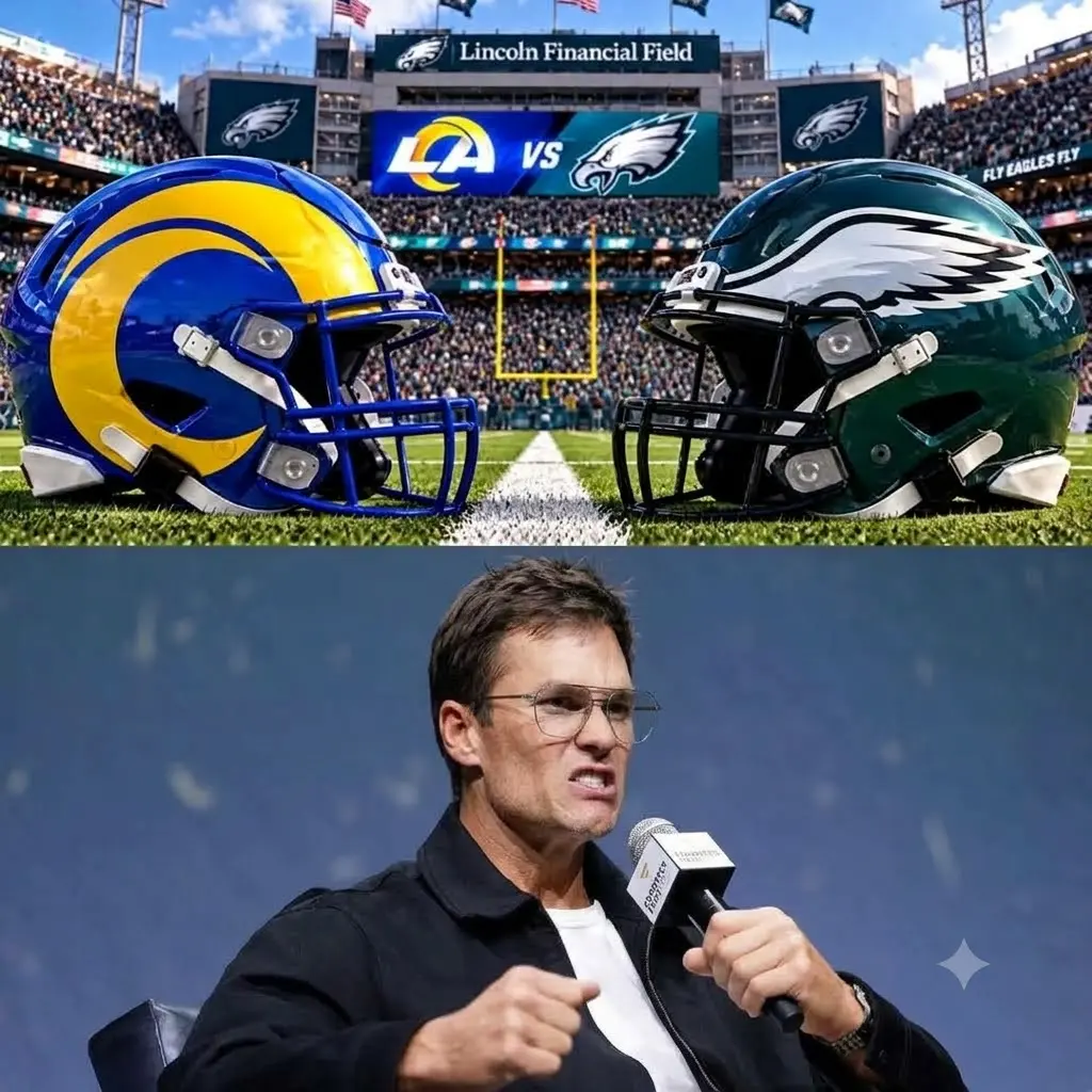🚨🏈 TOM BRADY MAKES HIS CALL: BRADY OFFERS A BOLD BREAKDOWN OF RAMS VS. EAGLES — AND HIS SCORE PRED