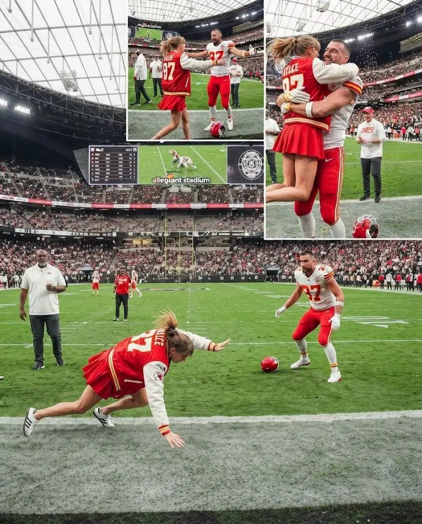 Taylor Swift RUSHES Onto the Field at Allegiant Stadium, Into Husband Travis Kelce’s Arms for a Swee