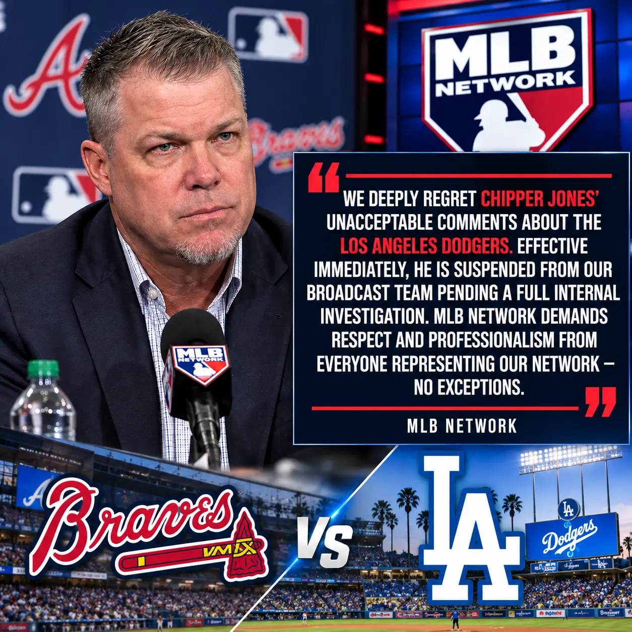🚨 BREAKING: Braves Legend Chipper Jones “Suspended” After Controversial Dodgers Remarks — MLB Netwo