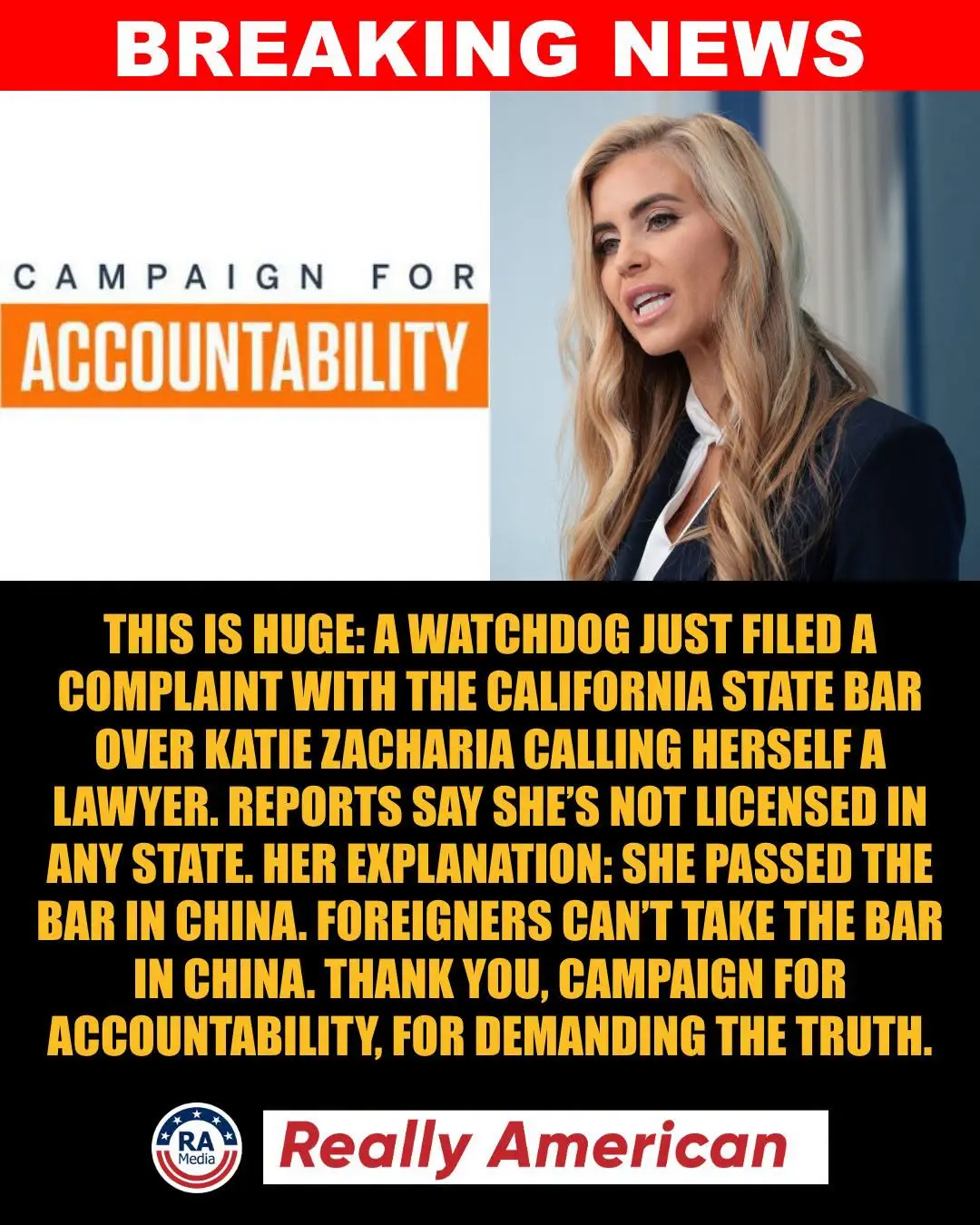 🚨 THIS IS HUGE: ETHICS WATCHDOG DEMANDS INVESTIGATION INTO TRUMP’S NEW PRESS SECRETARY KATIE ZACHAR