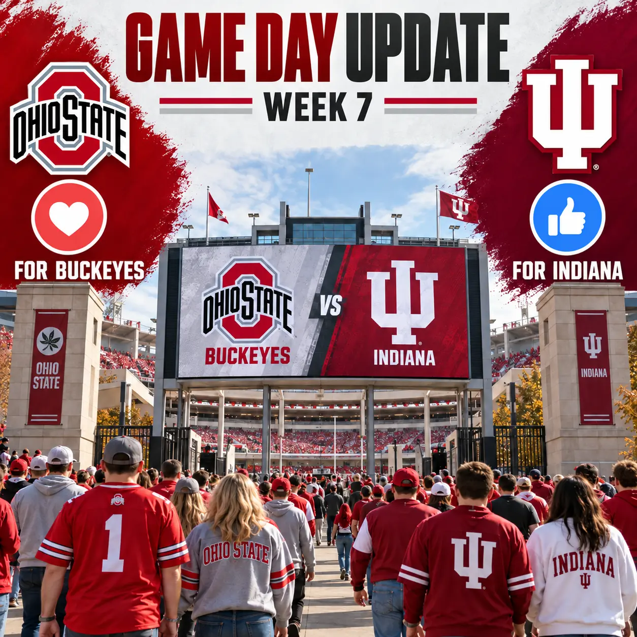 🚨🏈 NCAA GAME DAY UPDATE: OHIO STATE BUCKEYES VS INDIANA HOOSIERS IS SET TO TAKE OVER WEEK 7 — A MA