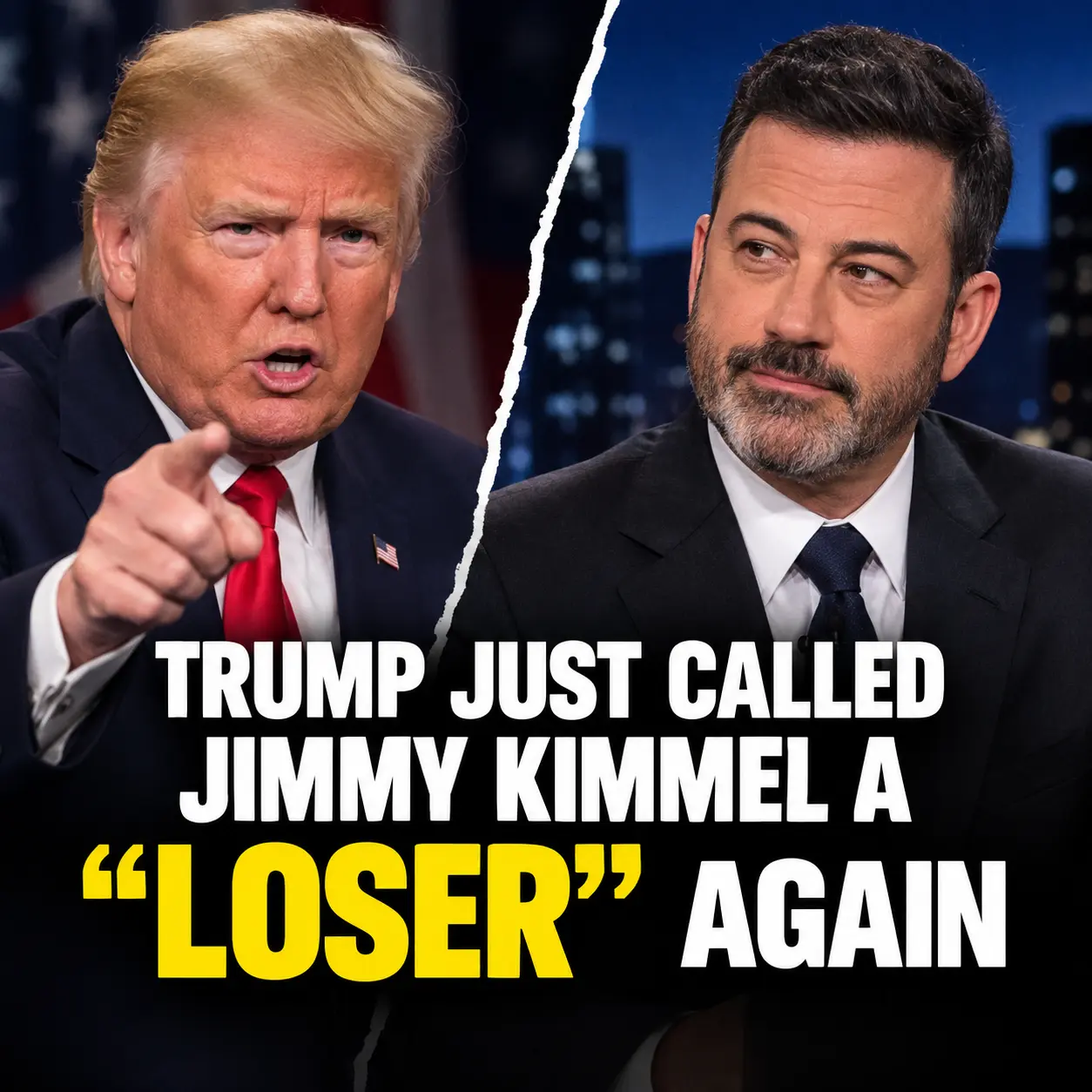 🚨 TRUMP CALLS JIMMY KIMMEL A “LOSER” AGAIN — AND THE LATE-NIGHT FEUD IS HEATING UP AS STEPHEN COLBE