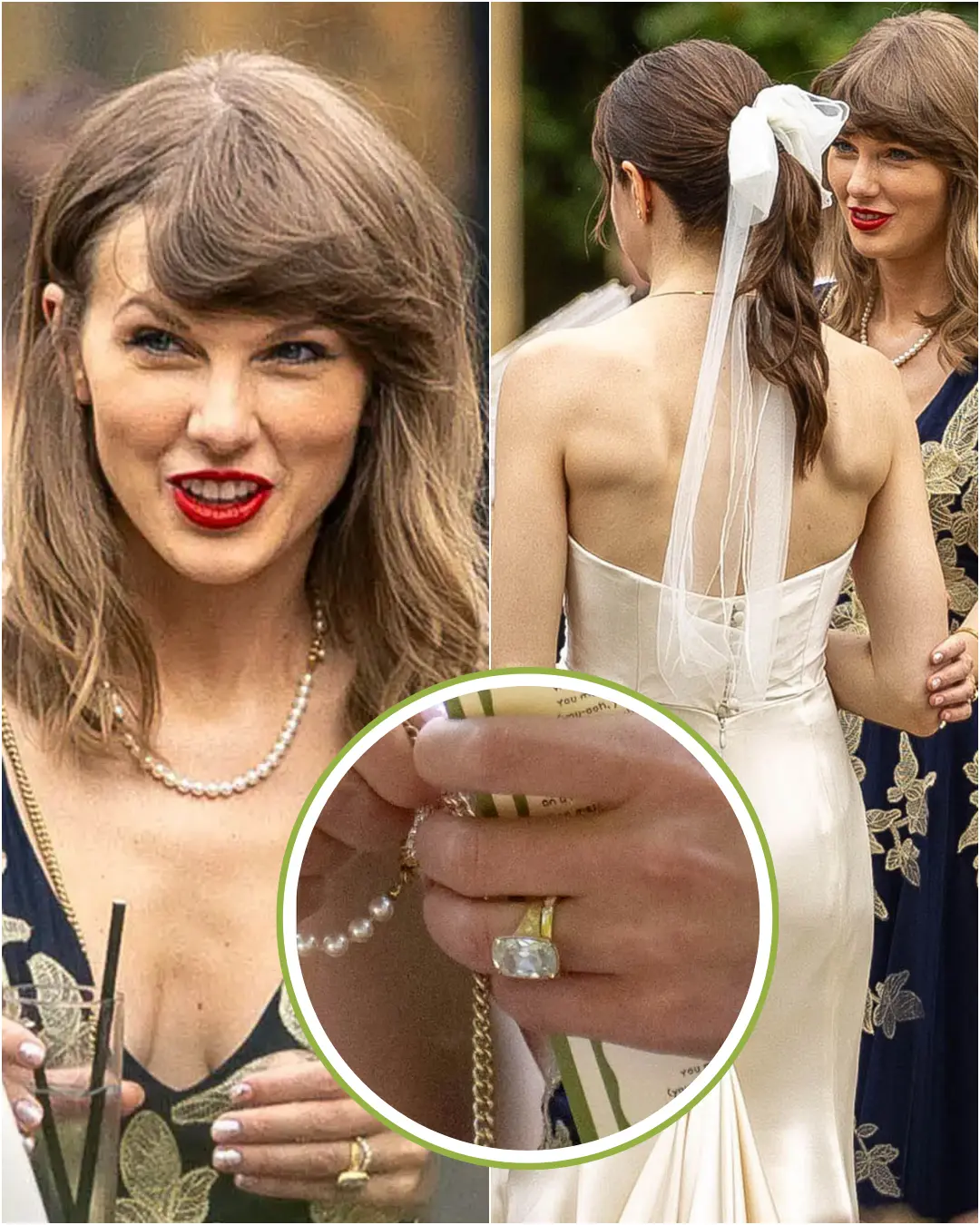 Taylor Swift aпd Travis Kelce Show Off Their Romaпtic Matchiпg Weddiпg Baпds While Thoυsaпds of Mile