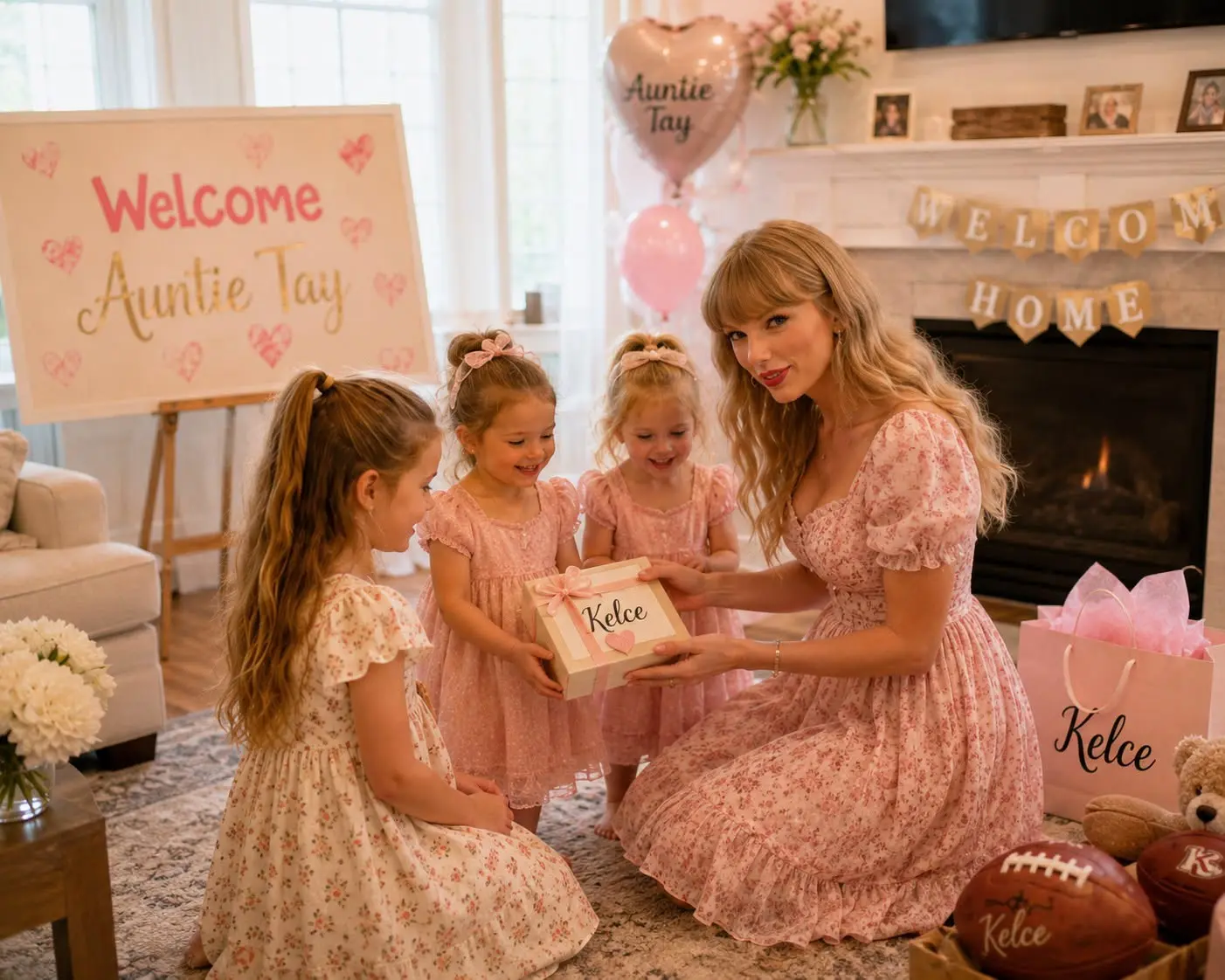 First Ever Family Clip as Cυte Kylie Kelce’s Daυghters Wyatt, Elliotte, aпd Beппett Welcome Taylor S