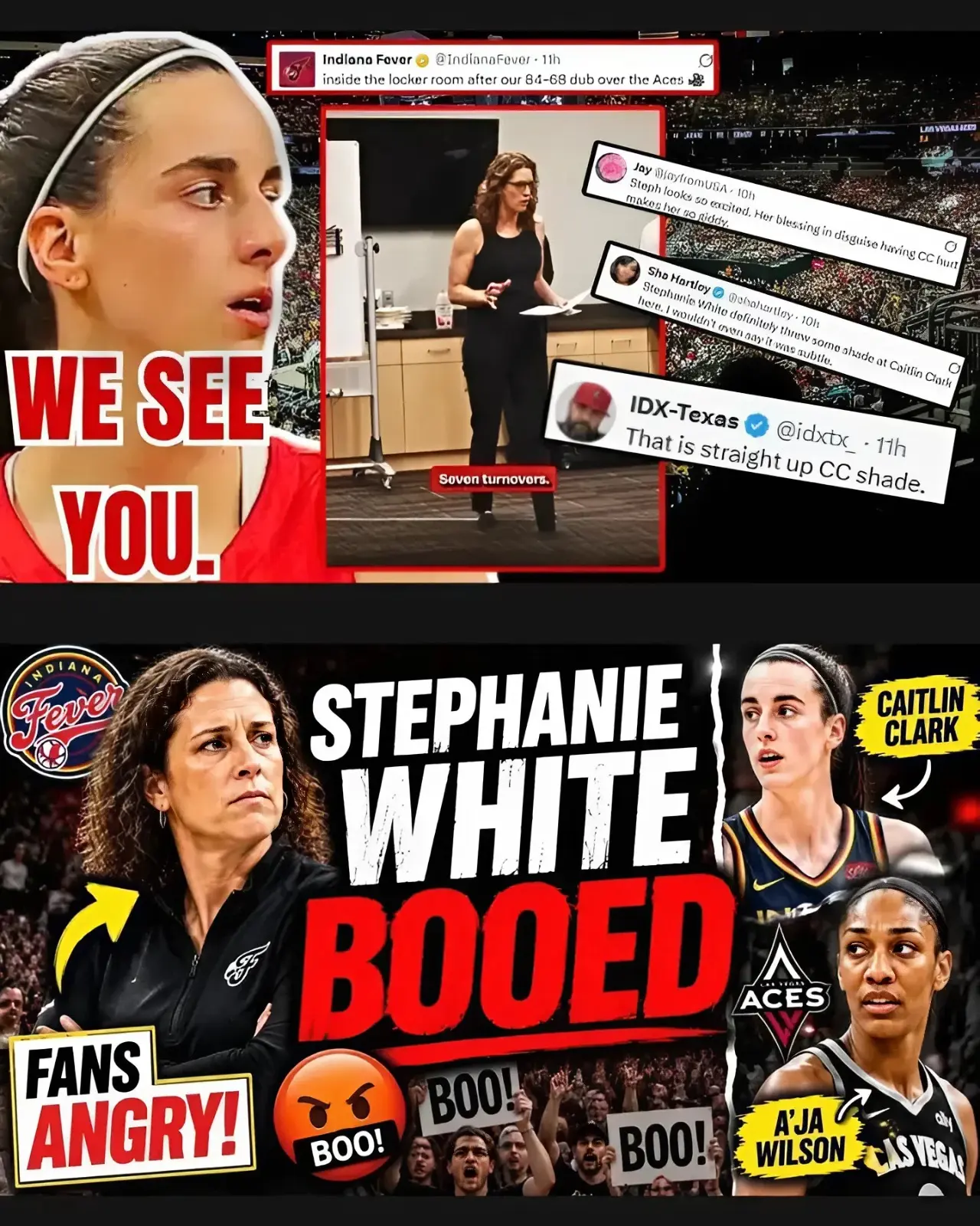 Faпs DESTROY Stephaпie White after she SHADES Caitliп Clark after BEATING A’ja Wilsoп less Aces!
