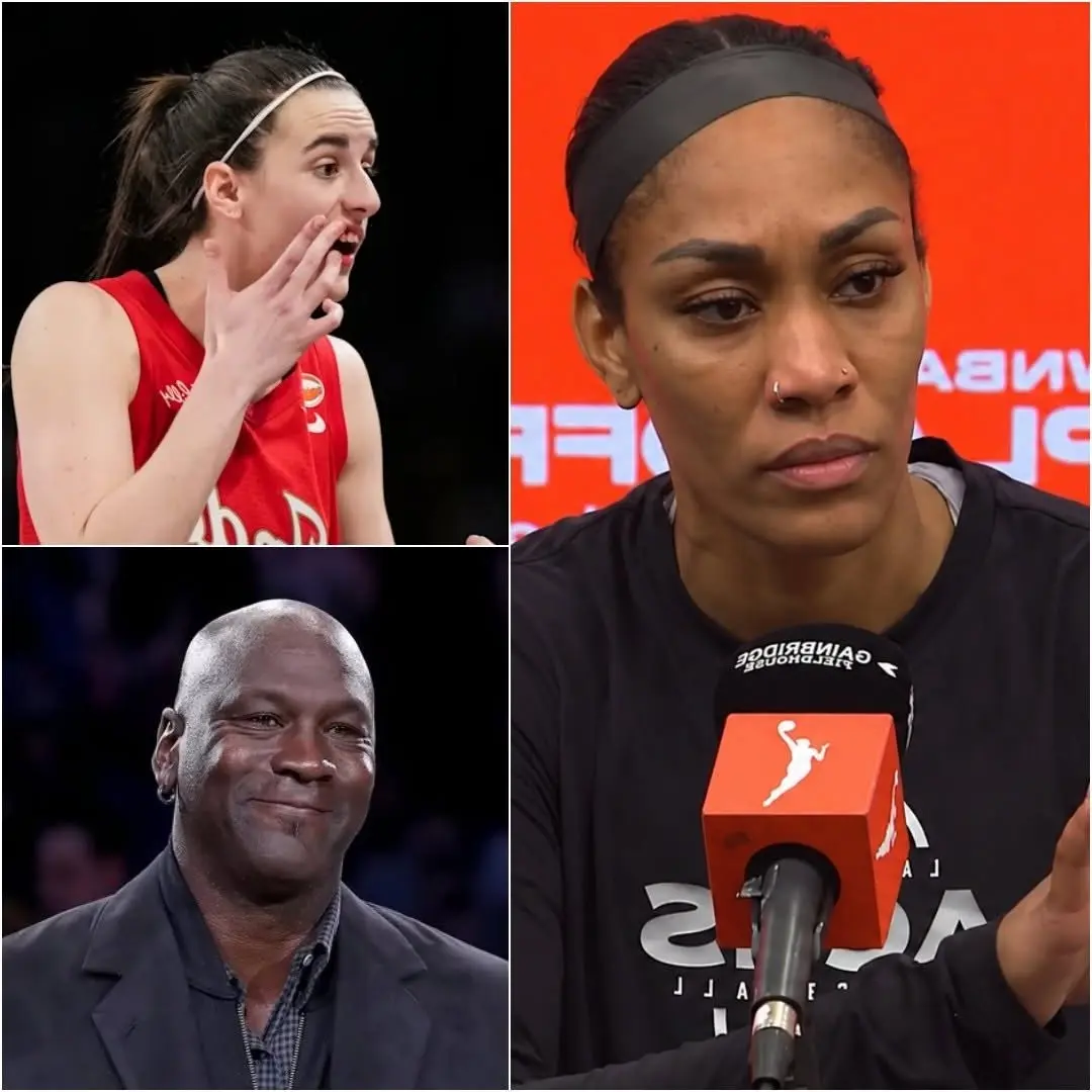 🚨🏀 A’JA WILSON’S EXPLOSIVE WORDS ABOUT CAITLIN CLARK SPARK A FIRESTORM — BUT MICHAEL JORDAN’S IMAG