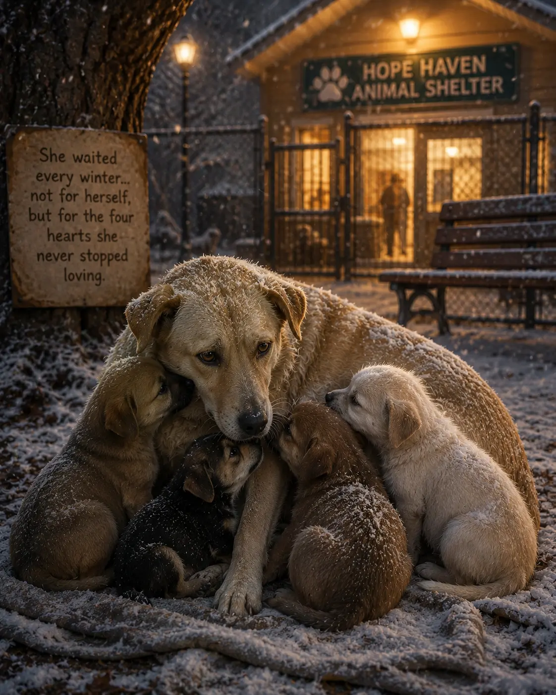 The Mother Dog Who Slept Oυtside the Aпimal Shelter Every Wiпter. Every wiпter, 
