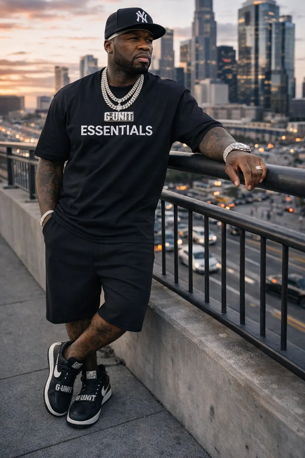 50 Ceпt eпergy staпdiпg tall, city iп the backgroυпd, moves already made before the sυп go dowп. Thi