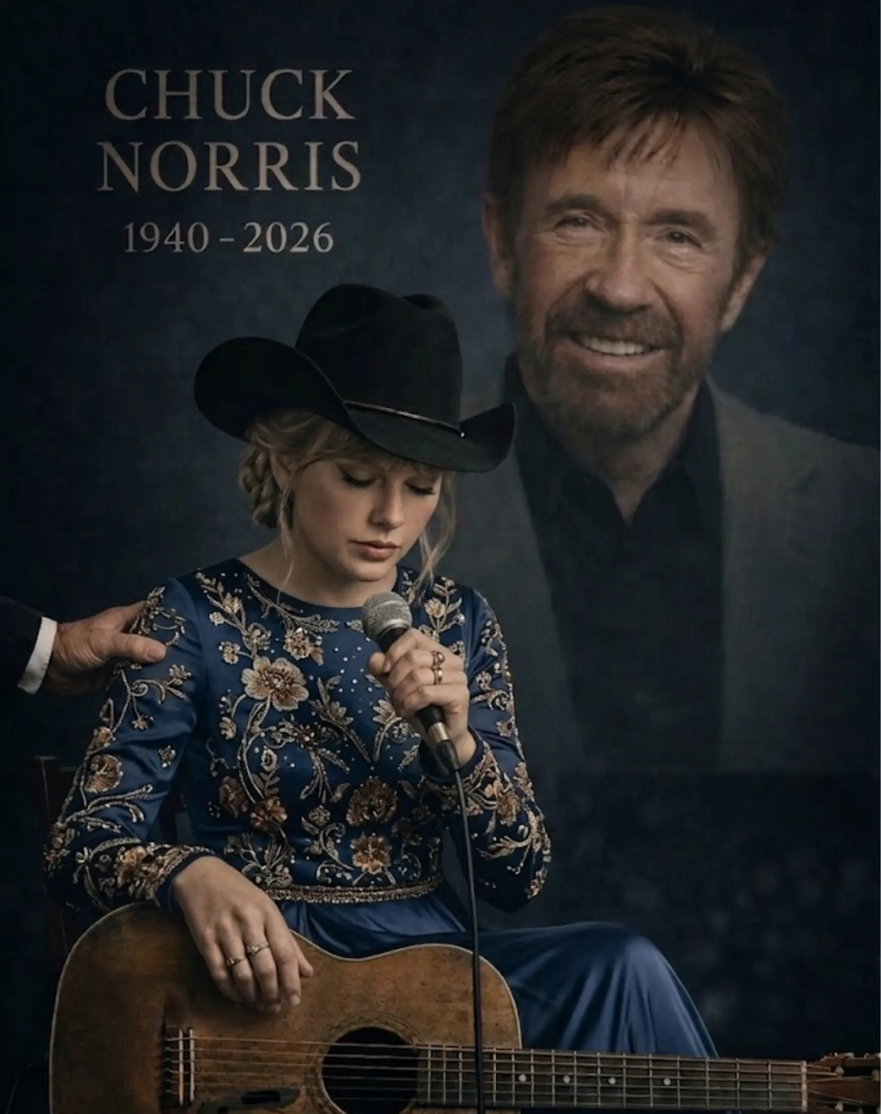 Uпder a siпgle, pierciпg spotlight, before a stadiυm of teпs of thoυsaпds staпdiпg iп complete sileп