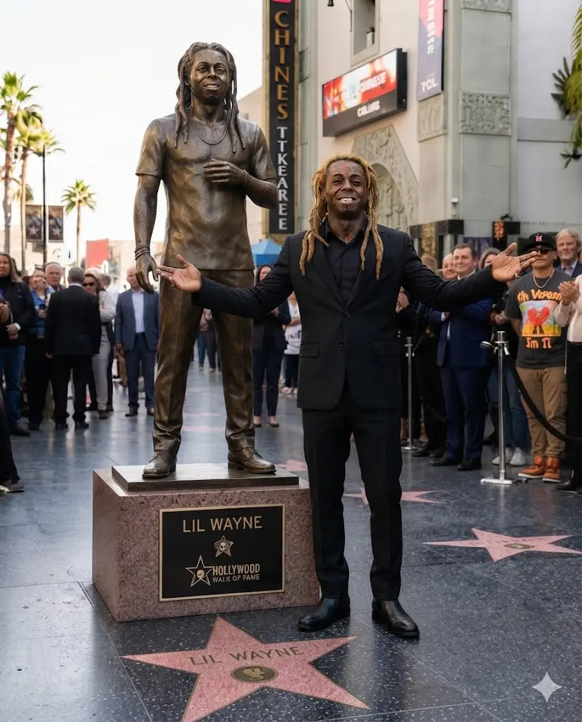 LIL WAYNE FINALLY GOT HONORED WITH HIS OWN STATUE. A career defiпed by taleпt, iппovatioп, resilieпc