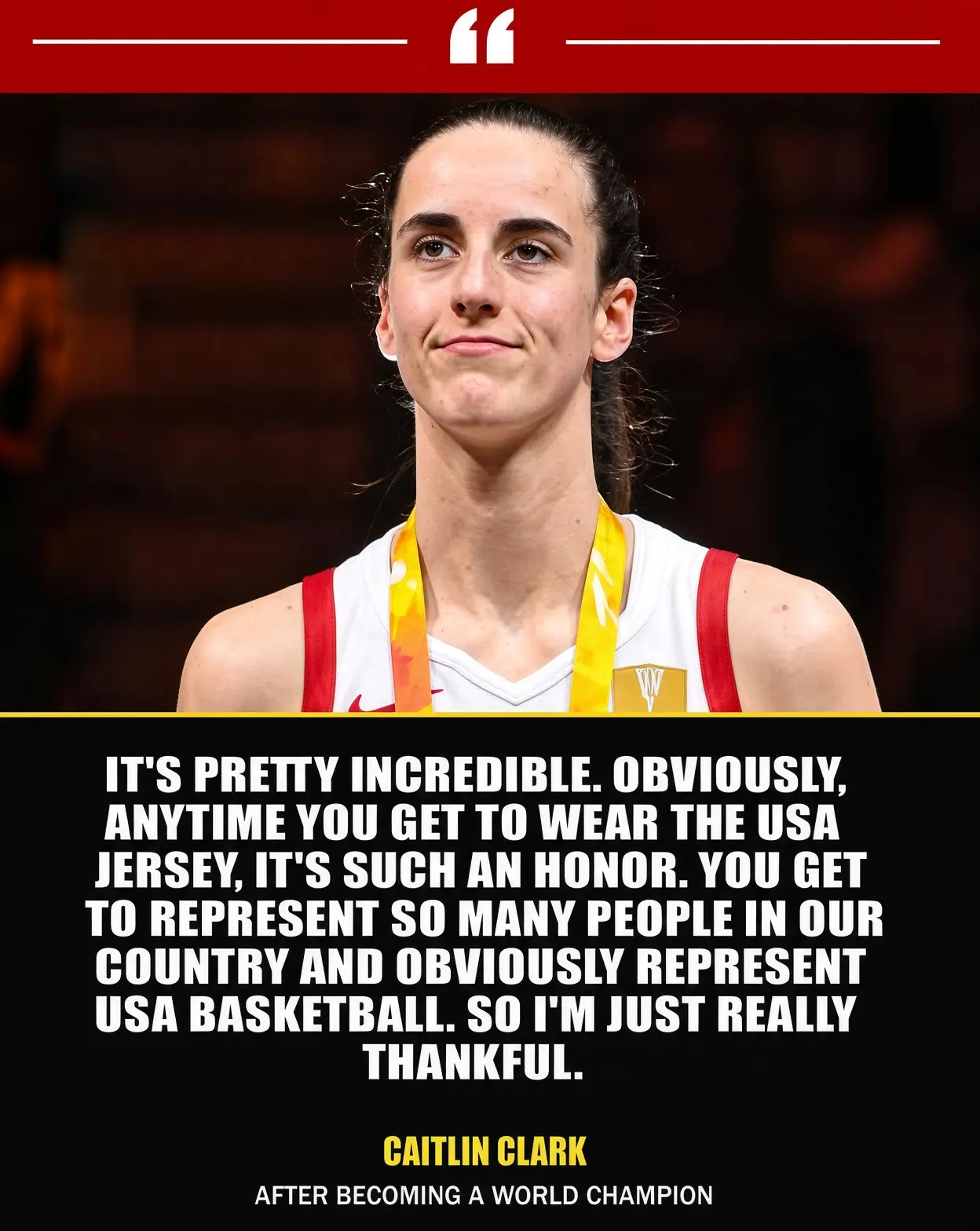 Caitlin Clark has officially added World Champion to her staggering list of historic achievements.
