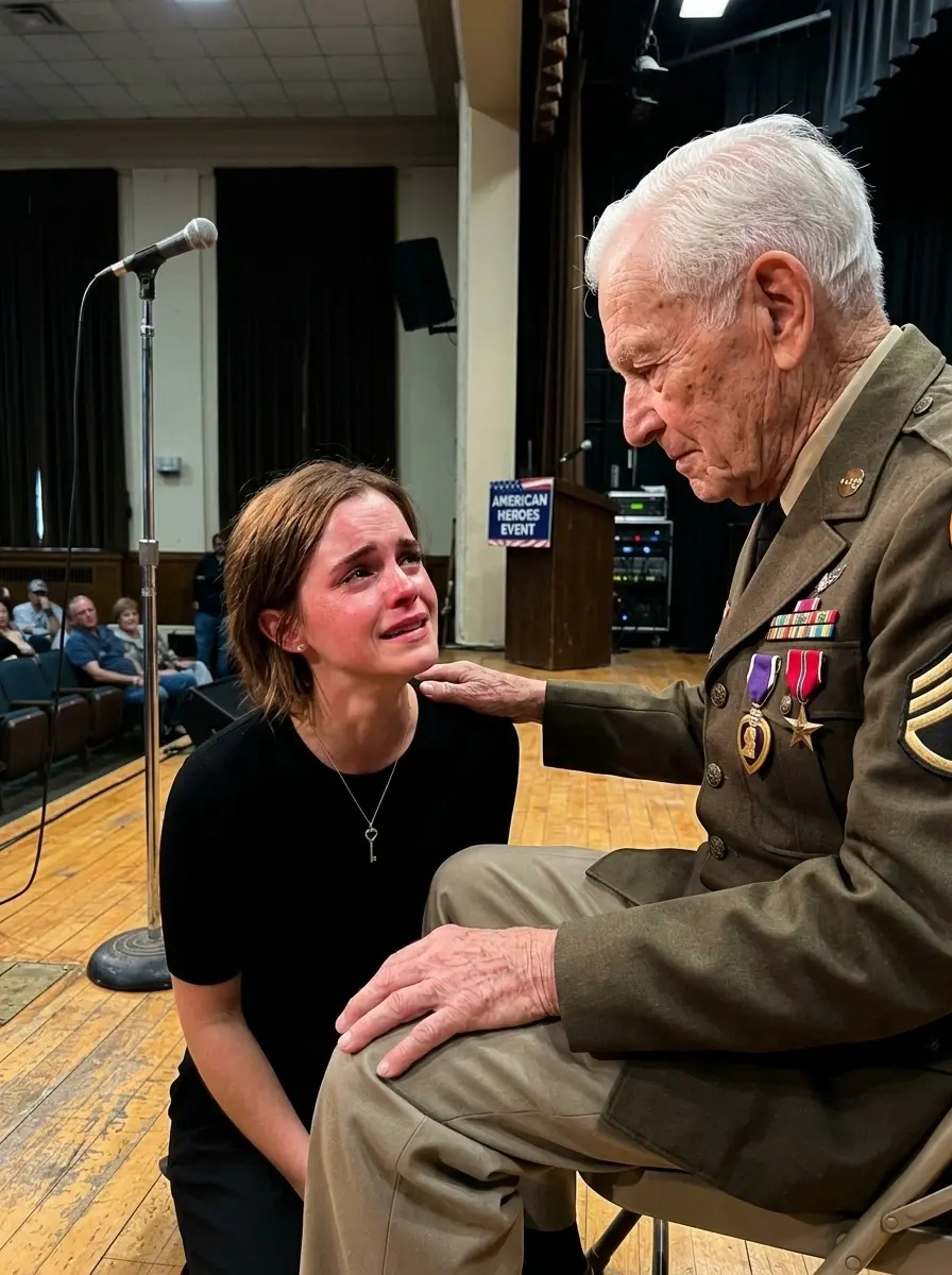 Emma Watson Kneels in Tearful Tribute to Veteran Who Saved Her 20 Years Ago